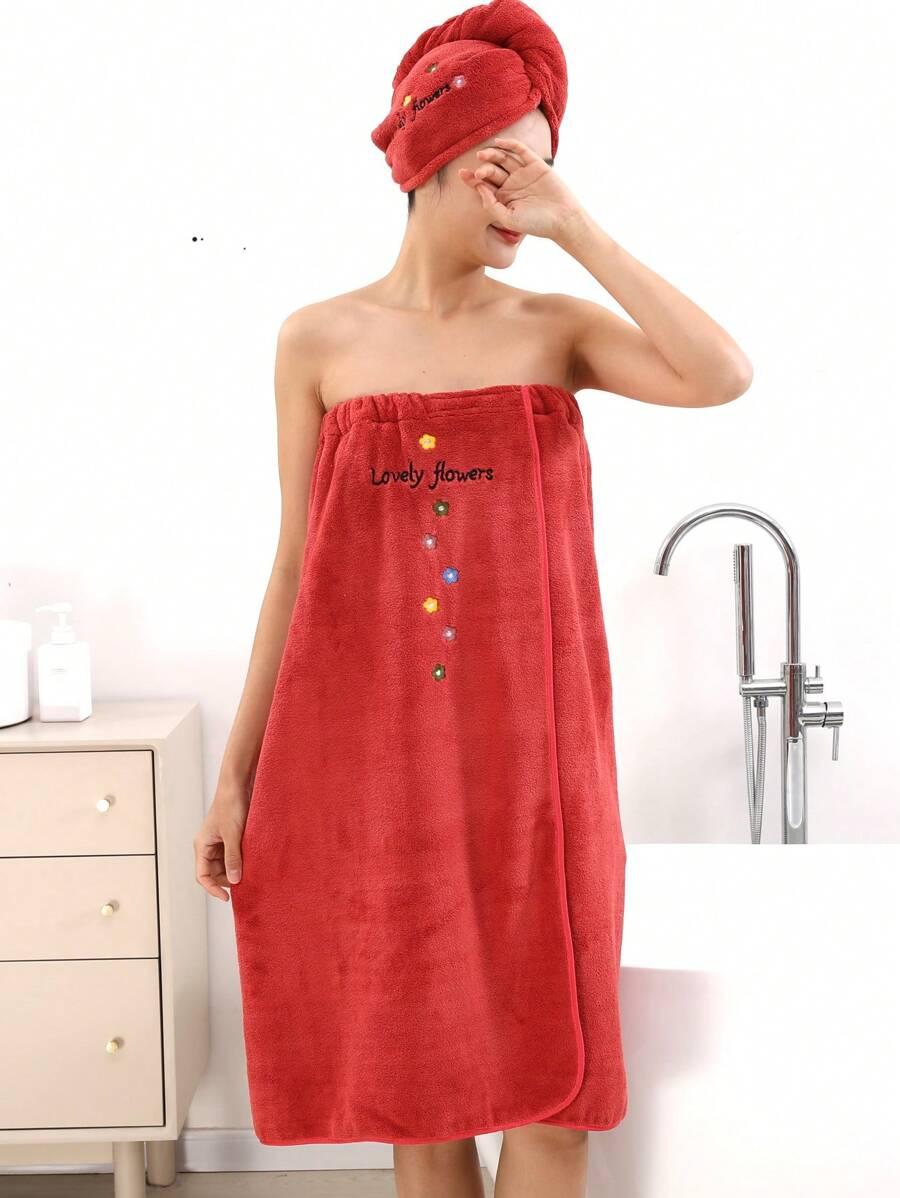 czerwony ręcznik turban komplet