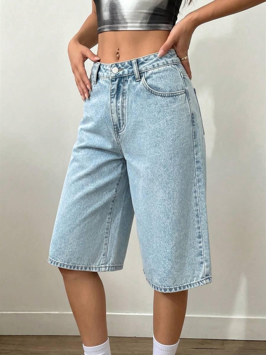 luźne szerokie spodenki jeans haft