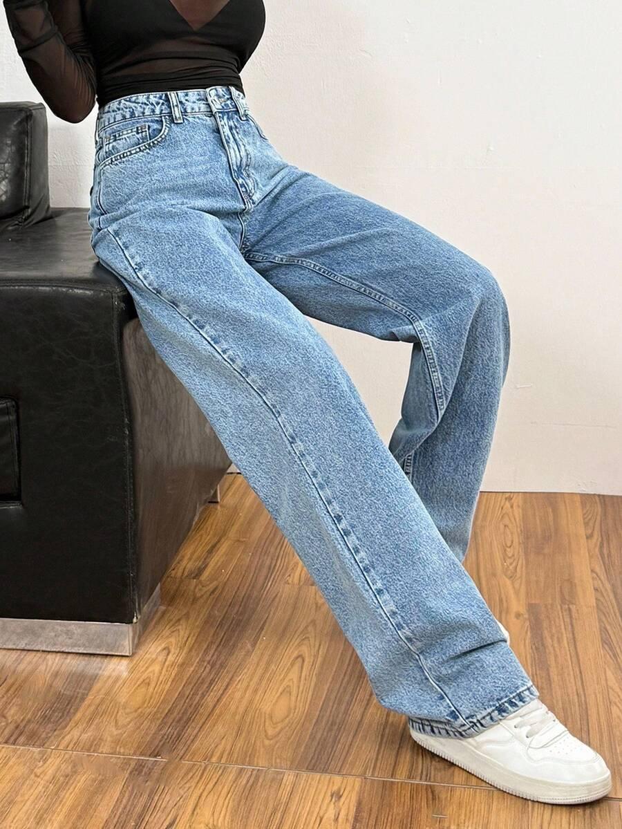 proste spodnie jeans wysoki stan