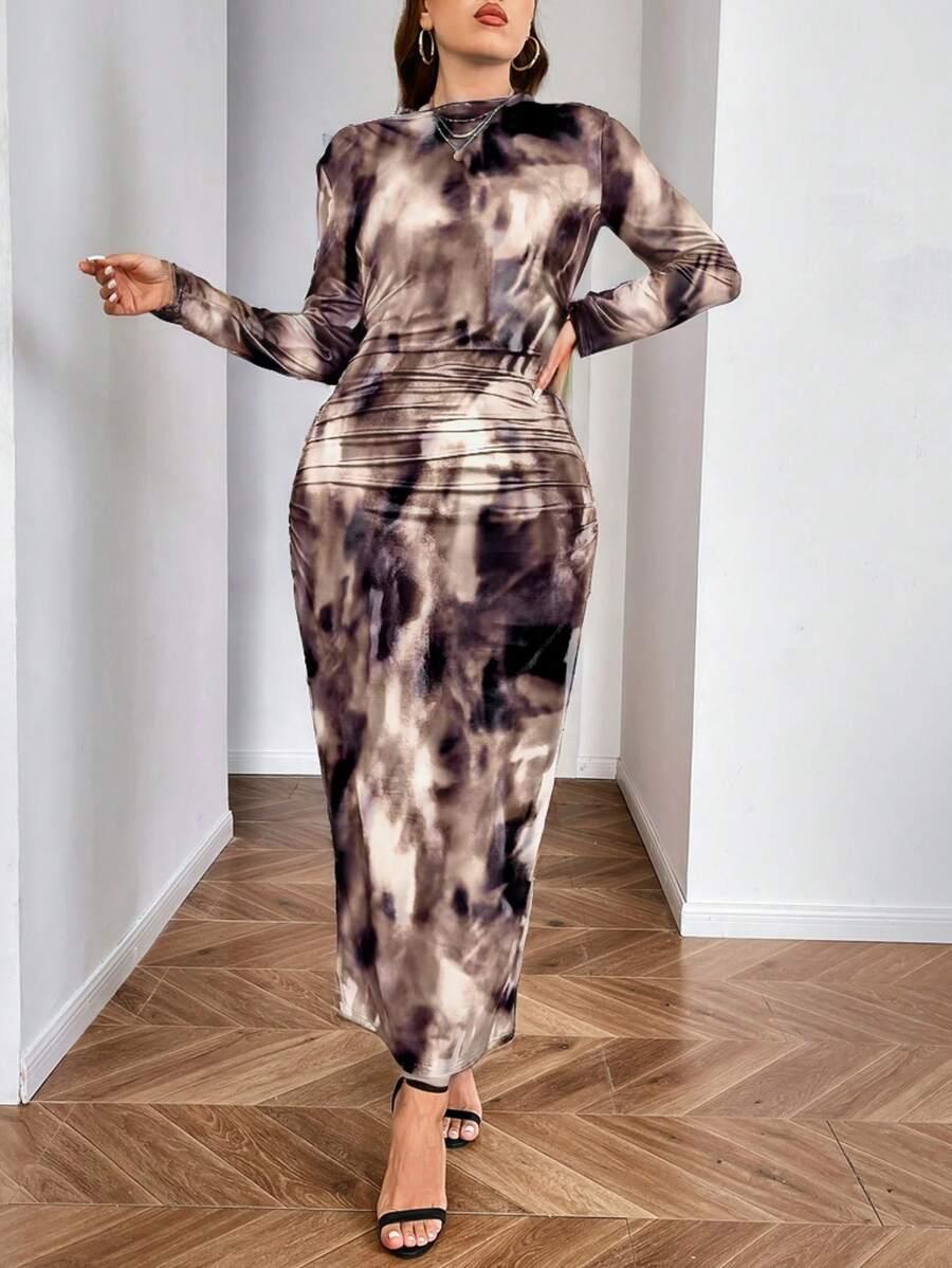 sukienka tie-dye marszczenia