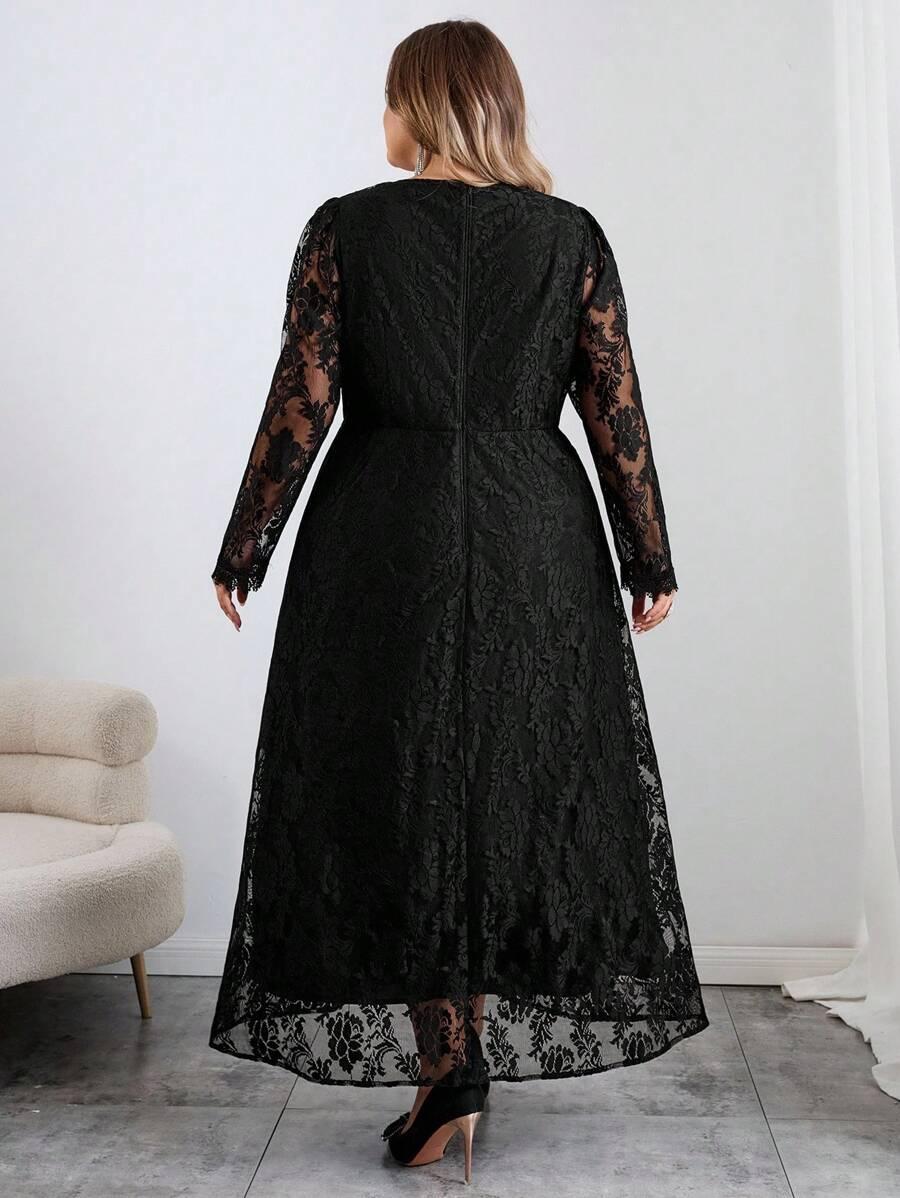 czarna maxi sukienka koronka