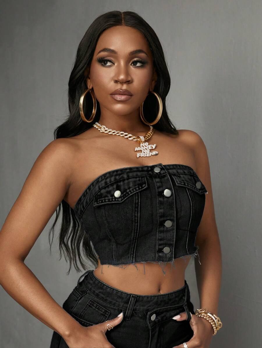CZARNY TOP JEANS