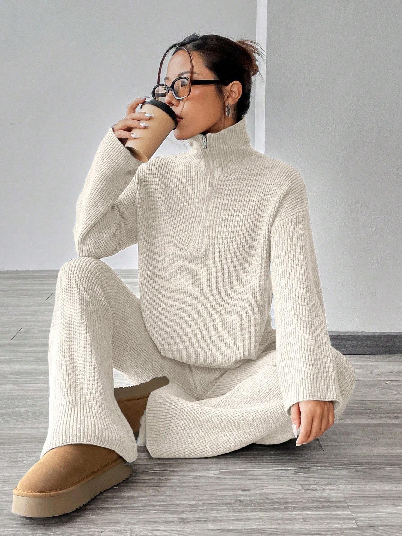 sweter spodnie dzianinowy komplet