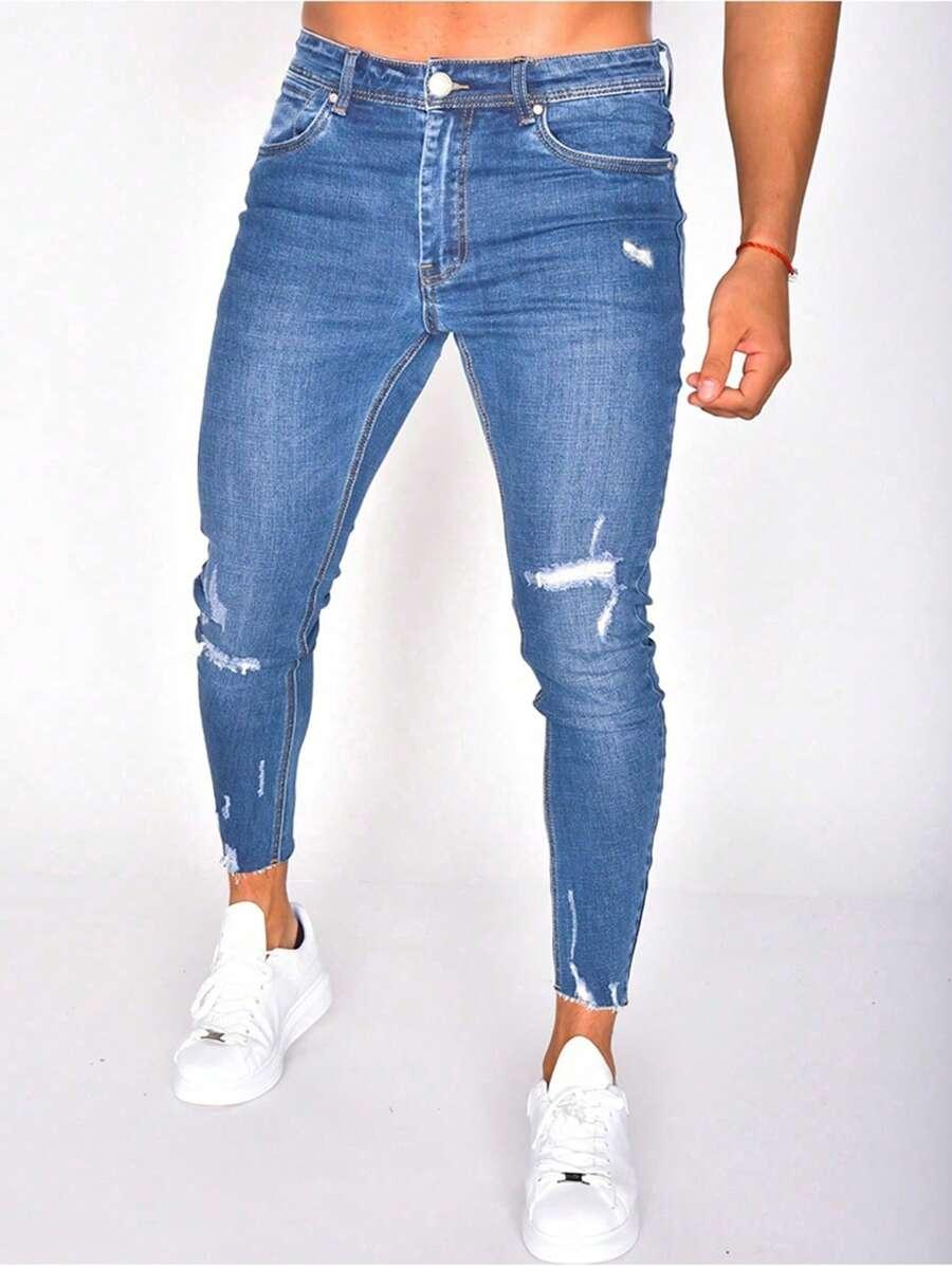 niebieskie spodnie jeans kieszenie 