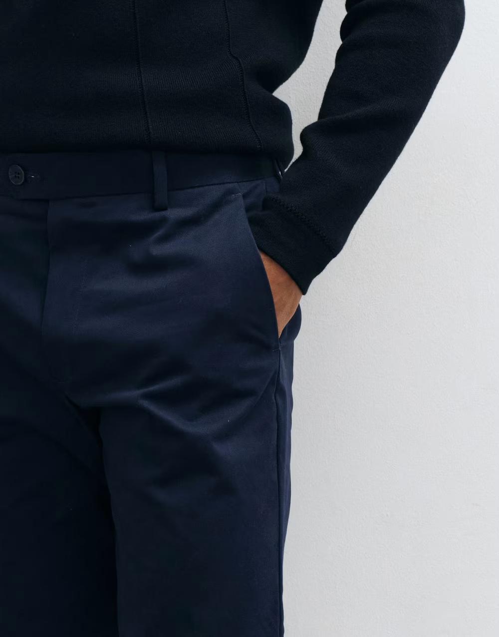 granatowe eleganckie spodnie chinos