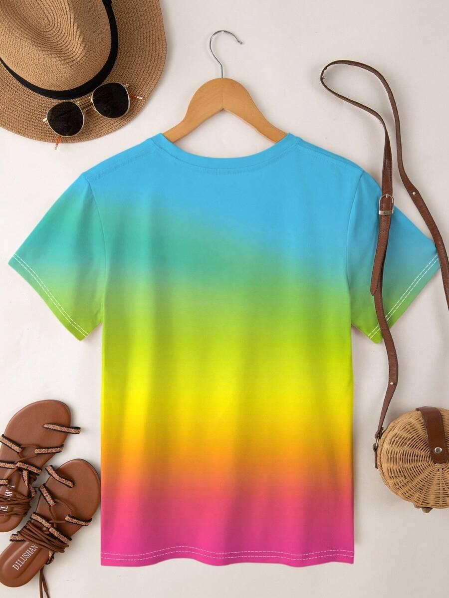 t-shirt okrągły dekolt nadruk