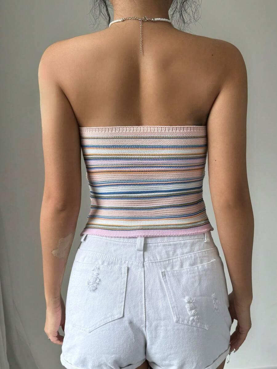 dzianinowy top w paski