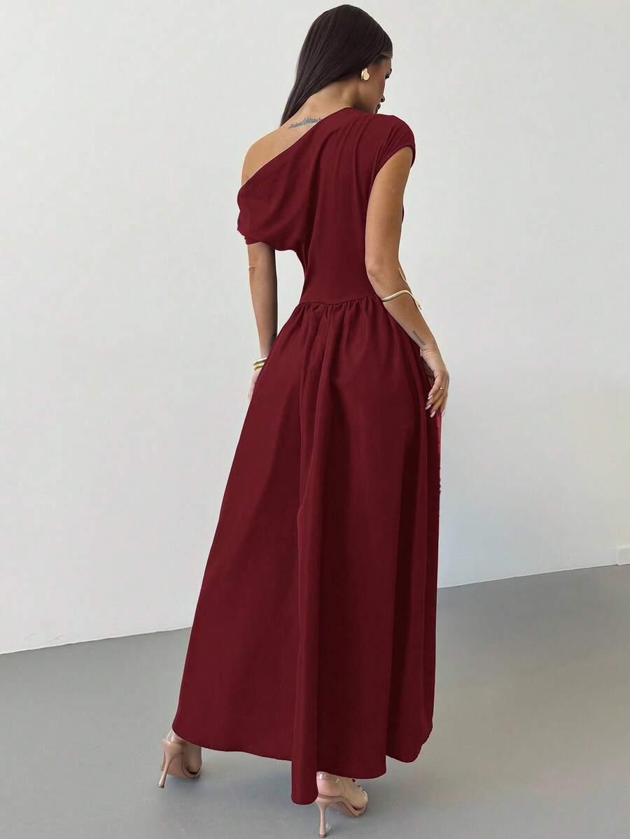 bordowa maxi sukienka