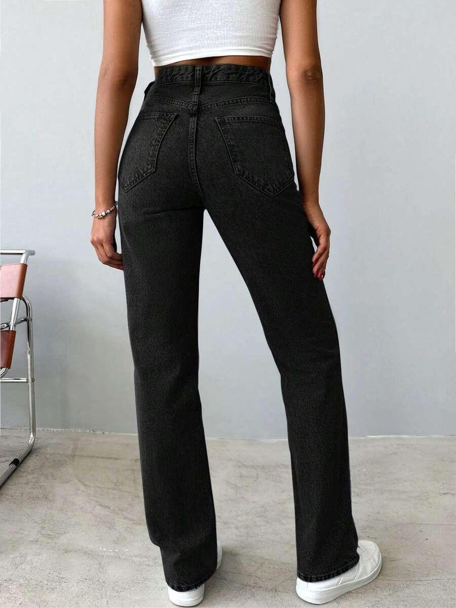 CZARNE SPODNIE JEANS 