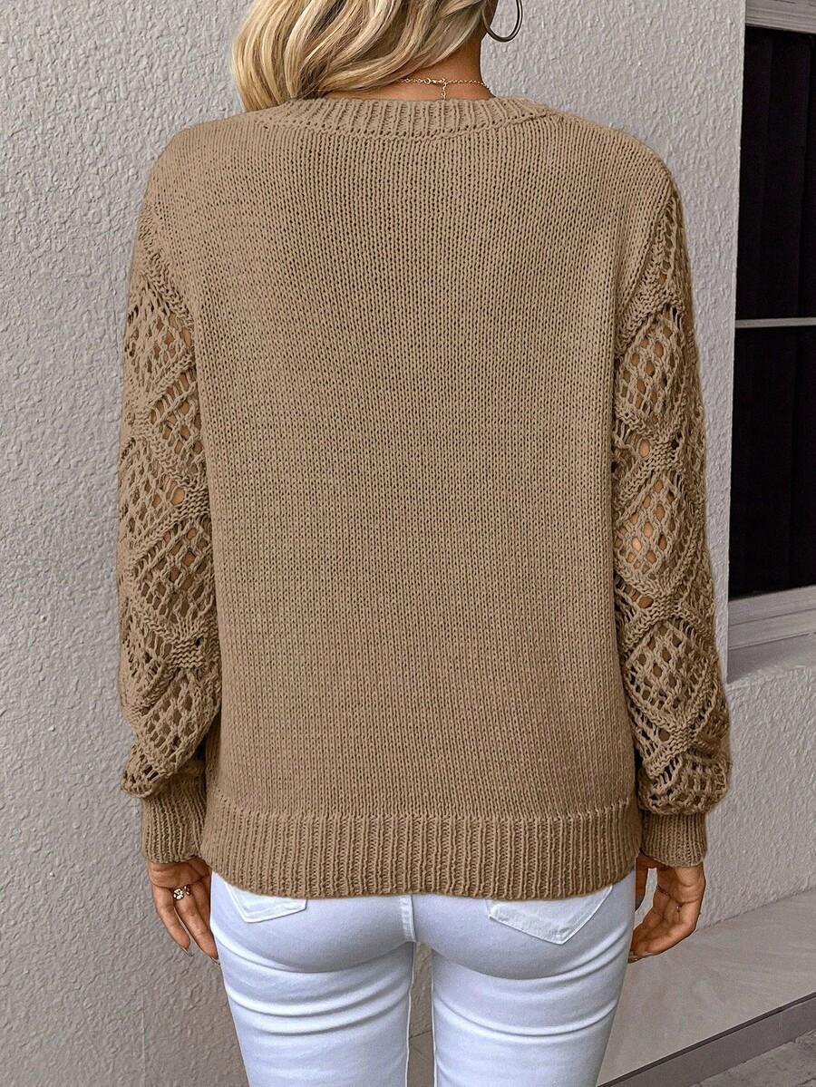 klasyczny sweter długi rękaw v neck 