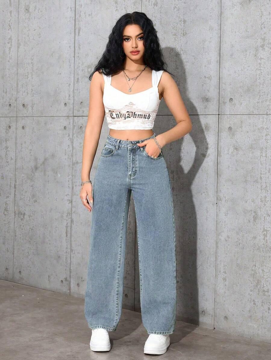 SPODNIE JEANS PROSTA NOGAWKA