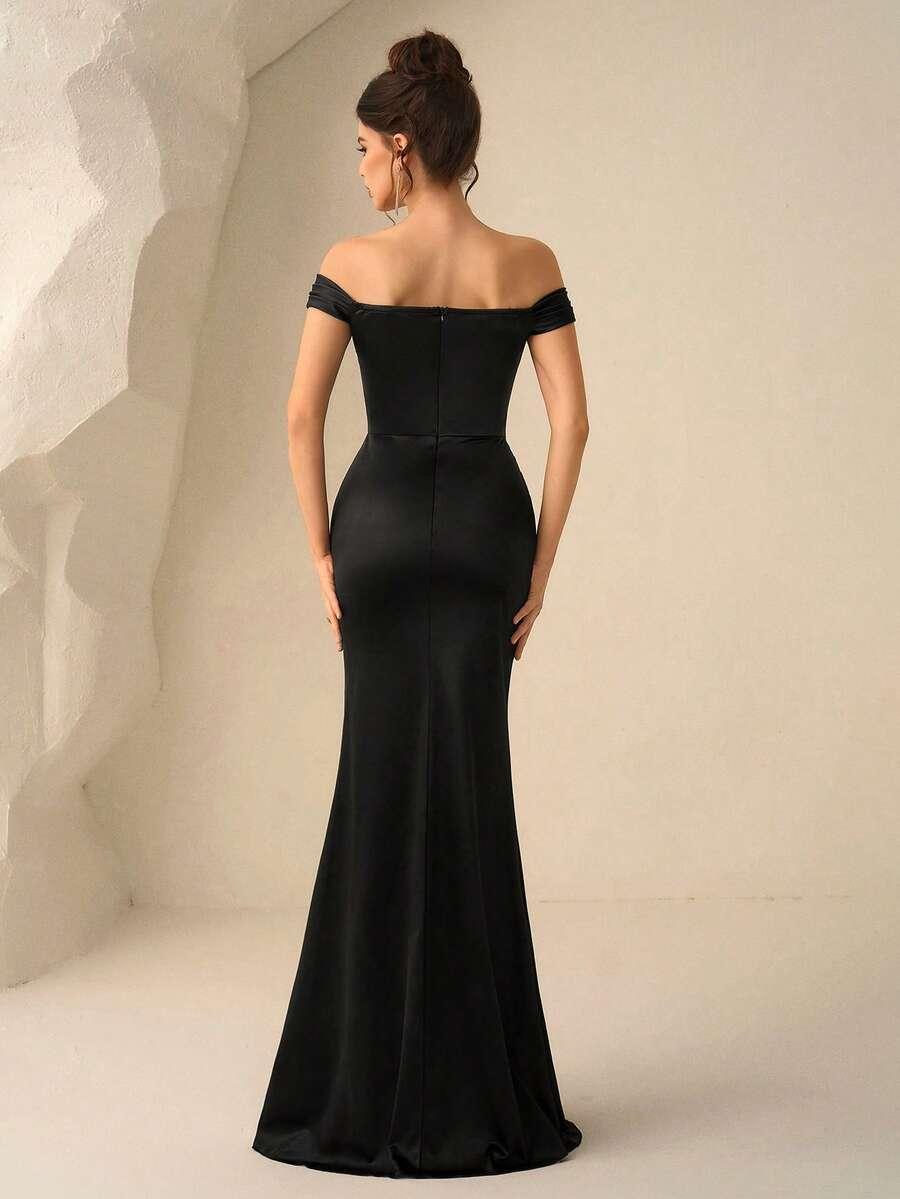 czarna maxi sukienka cekiny 
