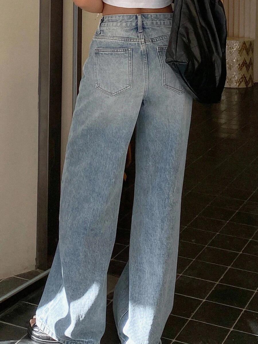 PROSTE SPODNIE JEANS ASYMETRIA