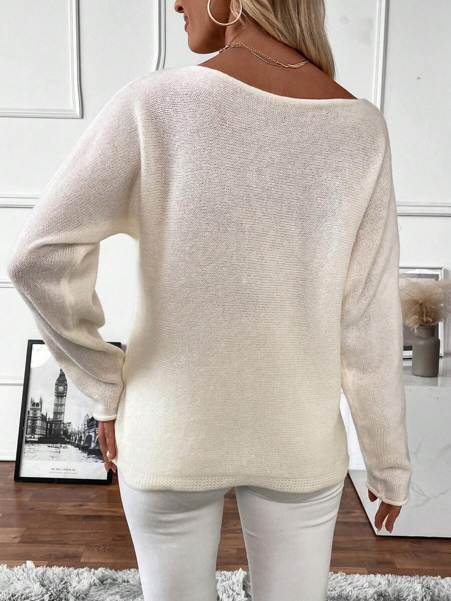 beżowy sweter casual