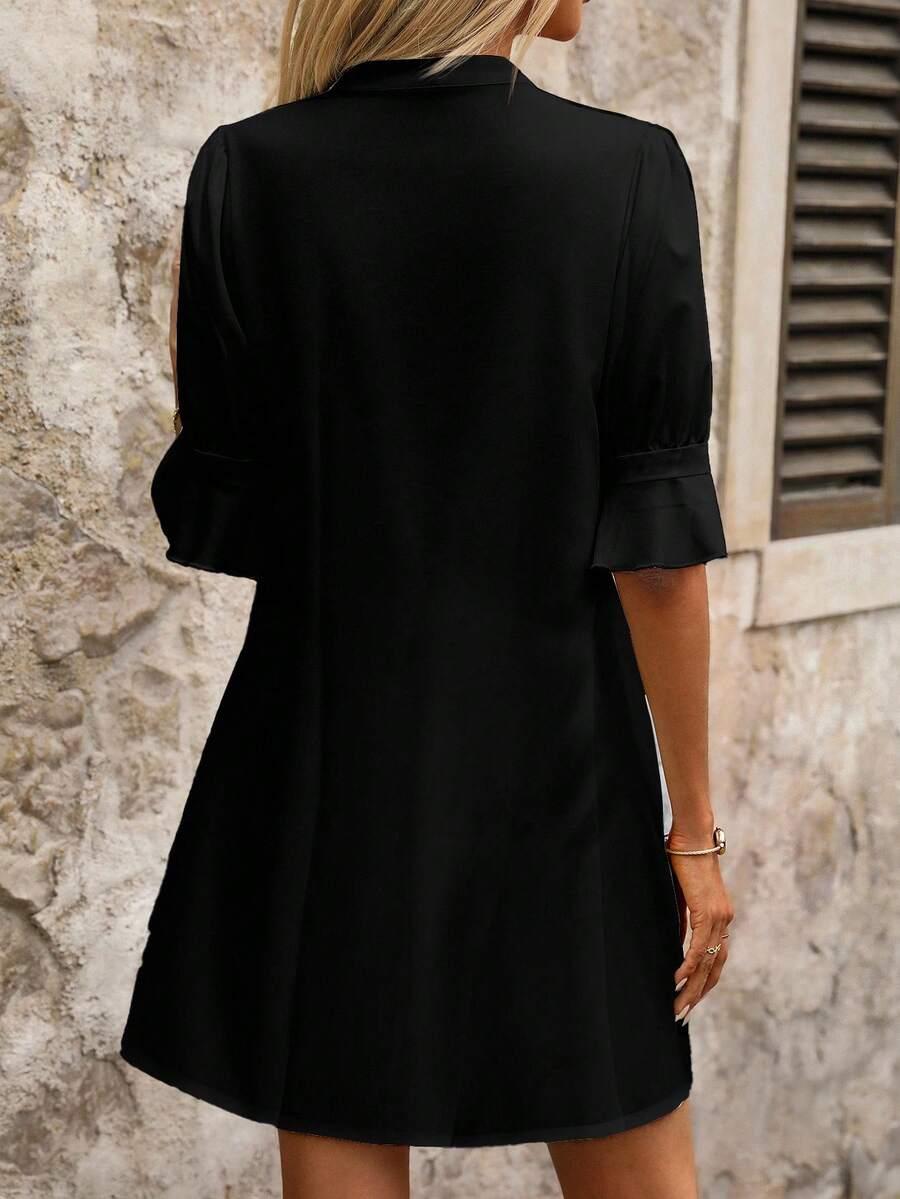 czarna sukienka v-neck 