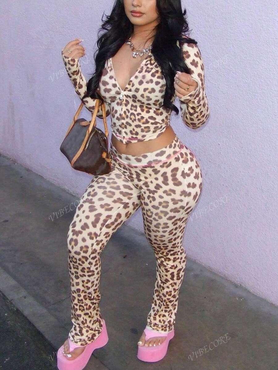 KOMPLET BLUZA SPODNIE ANIMAL PRINT
