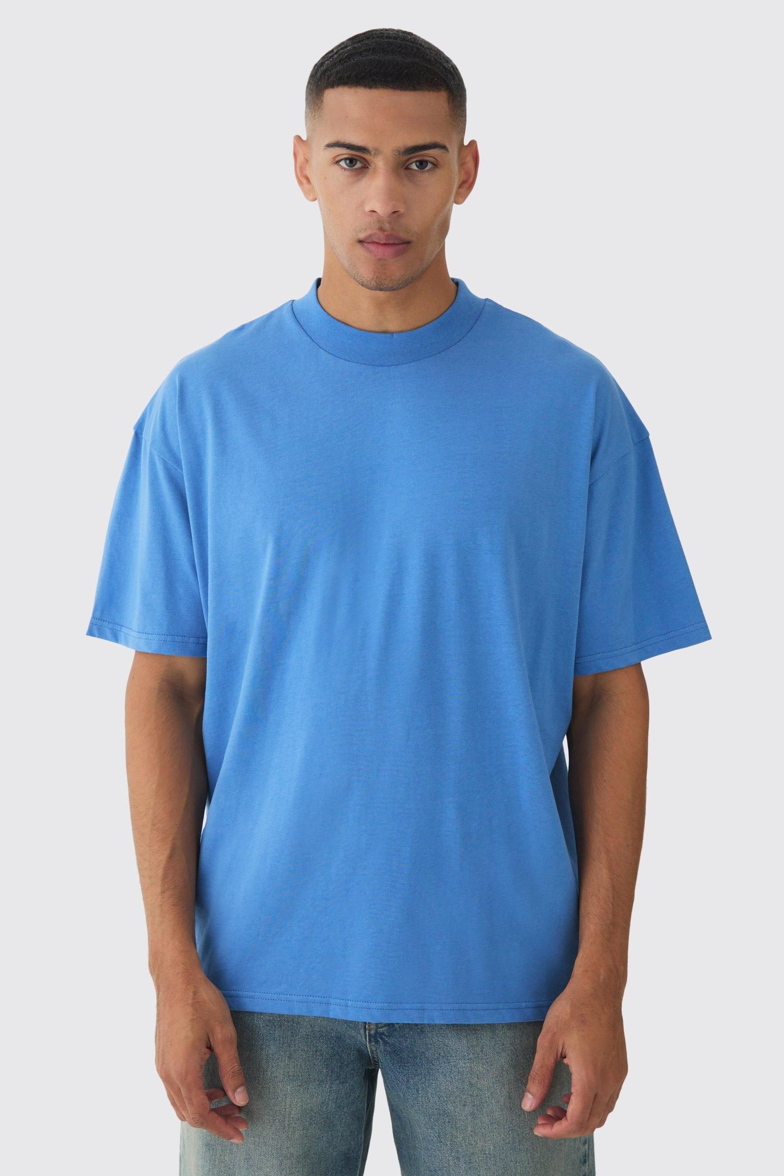 NIEBIESKI T-SHIRT OVERSIZE 