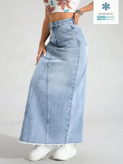 NIEBIESKA MAXI SPÓDNICA JEANS