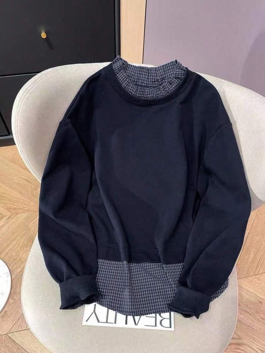 GRANATOWY SWETER DŁUGI RĘKAW