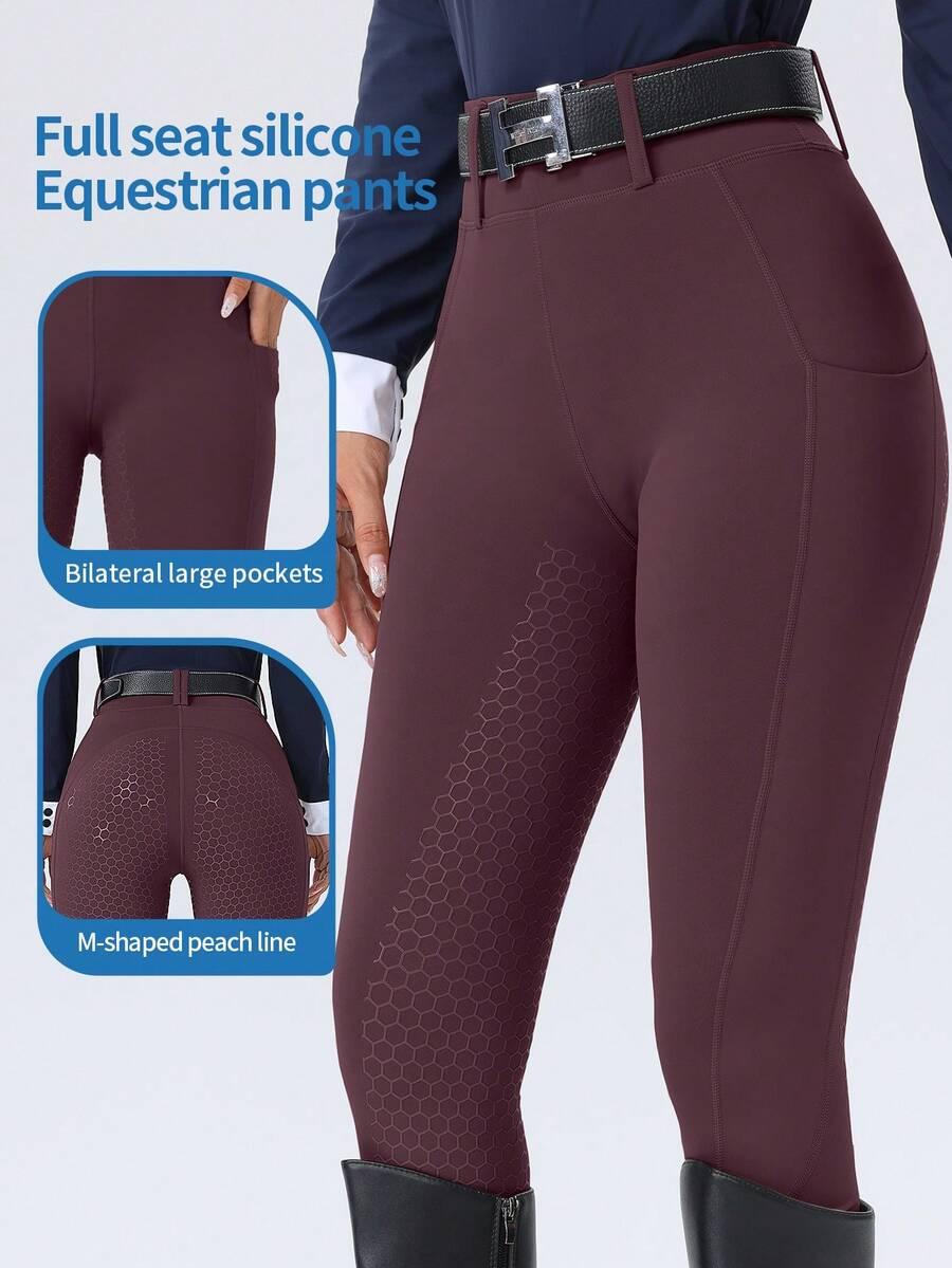 burgundowe spodnie do jazdy konnej