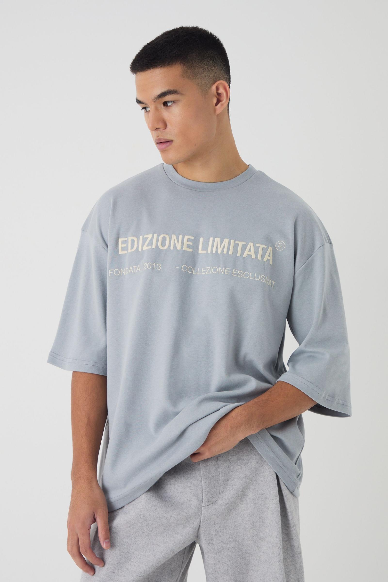 szary t-shirt haft