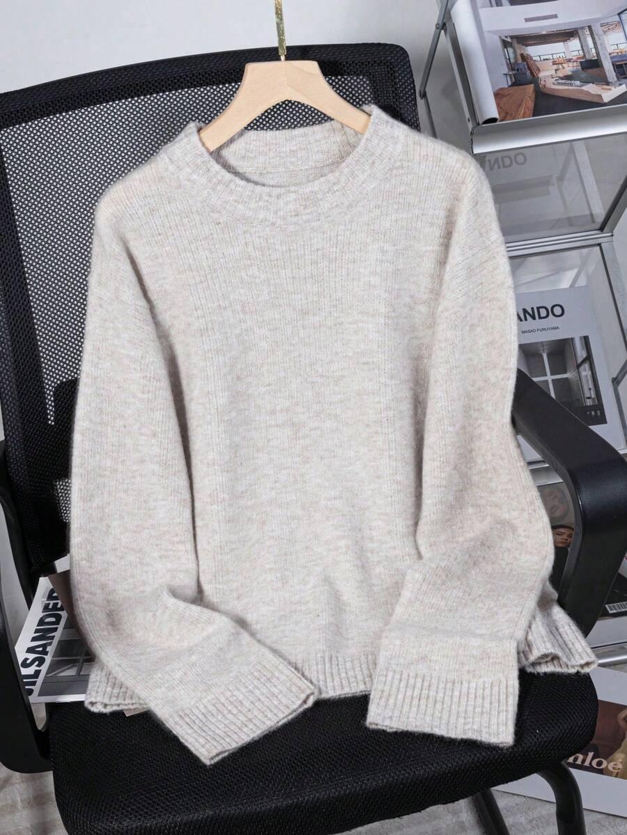 BEŻOWY DZIANINOWY SWETER