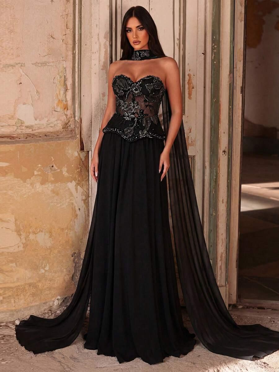 CZARNA MAXI SUKIENKA