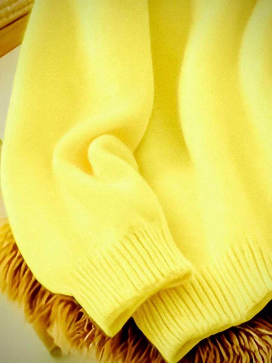 ŻÓŁTY SWETER DŁUGI RĘKAW
