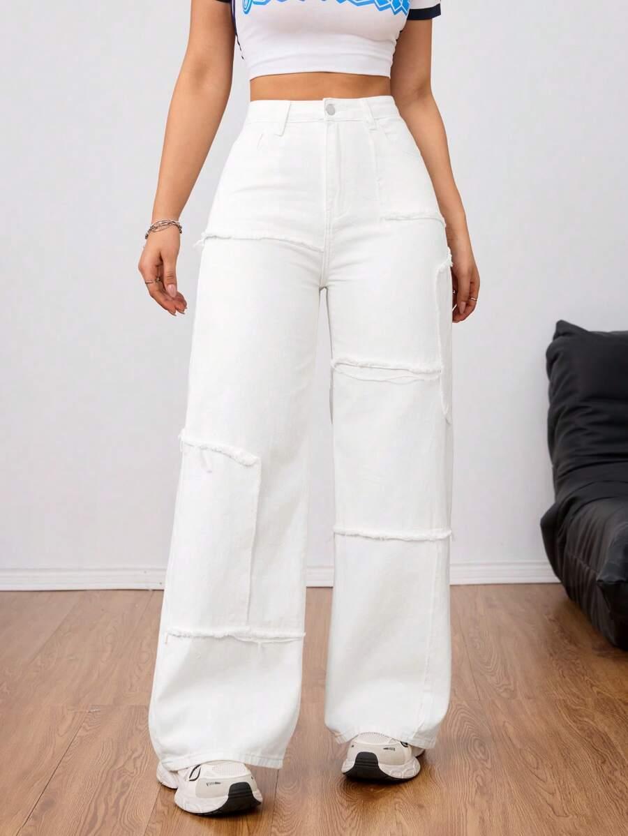 BIAŁE SPODNIE JEANS