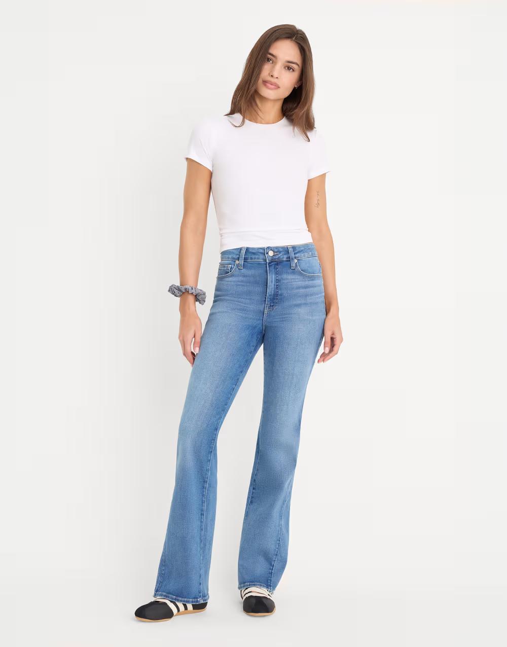 NIEBIESKIE SPODNIE JEANS bootcut WYSOKI STAN