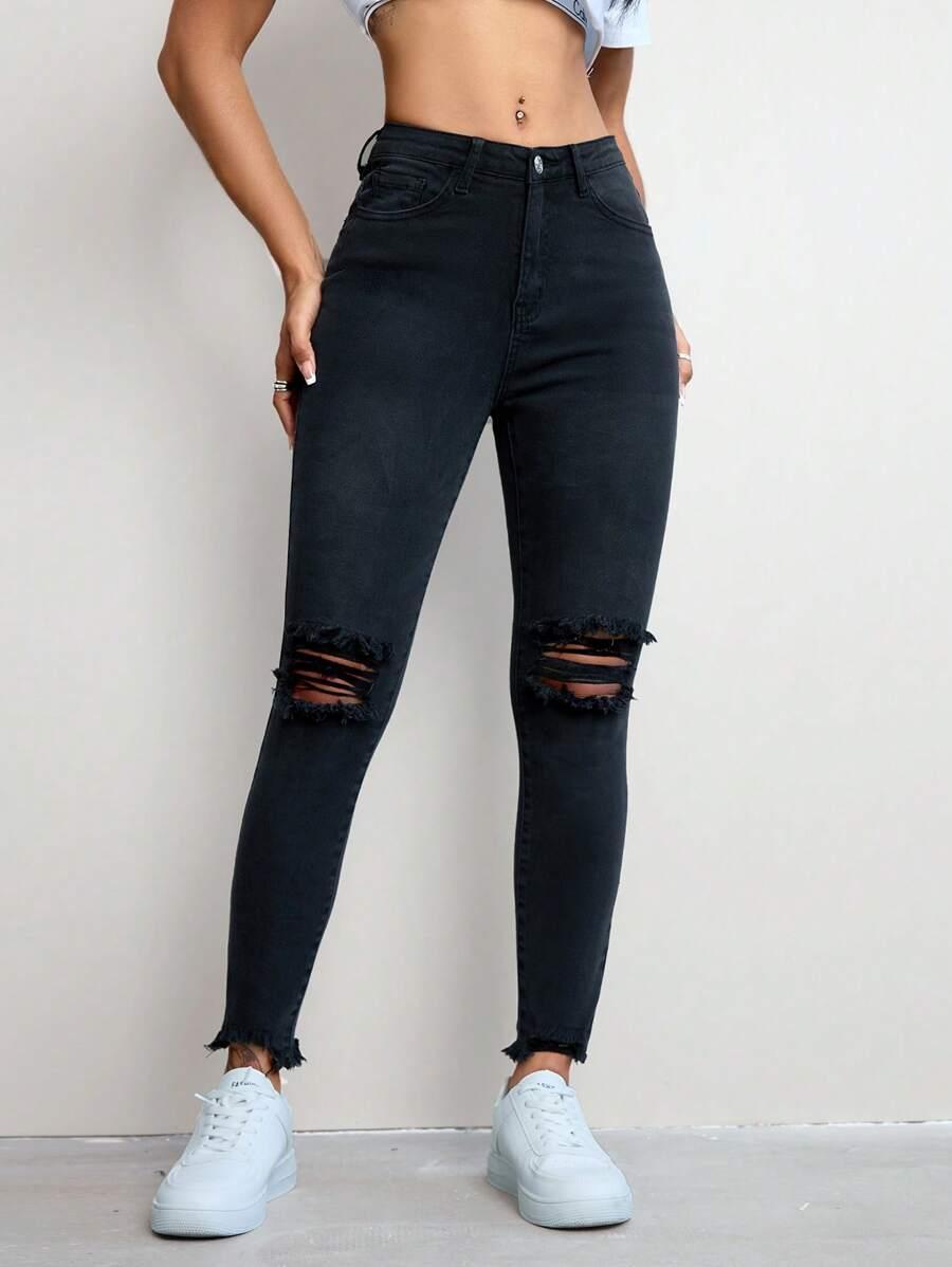 CZARNE SPODNIE JEANS