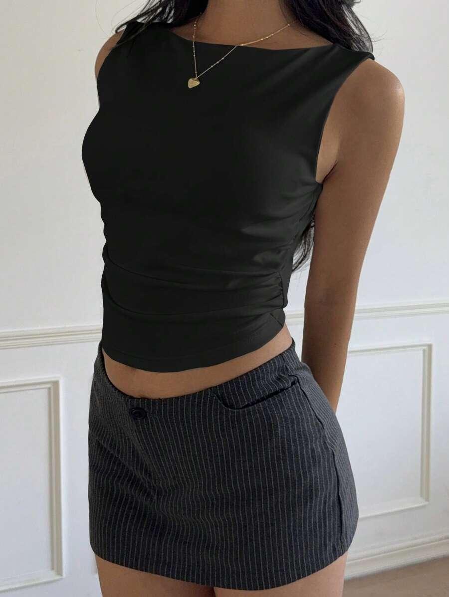 CZARNY TOP ODKRYTE PLECY