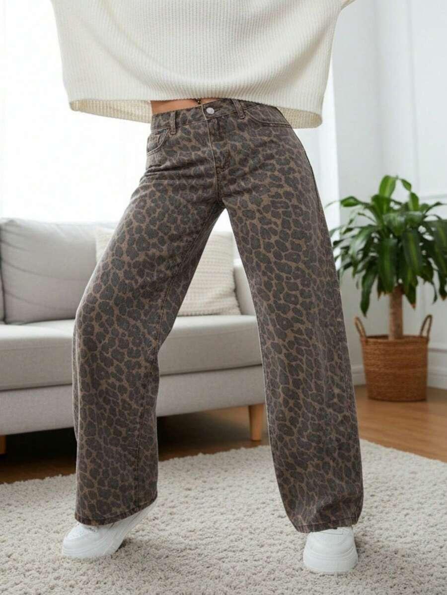  SPODNIE JEANS ANIMAL PRINT 