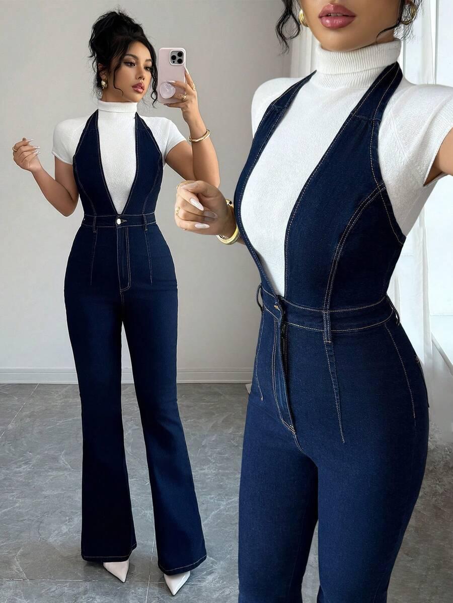 GRANATOWY KOMBINEZON jeans
