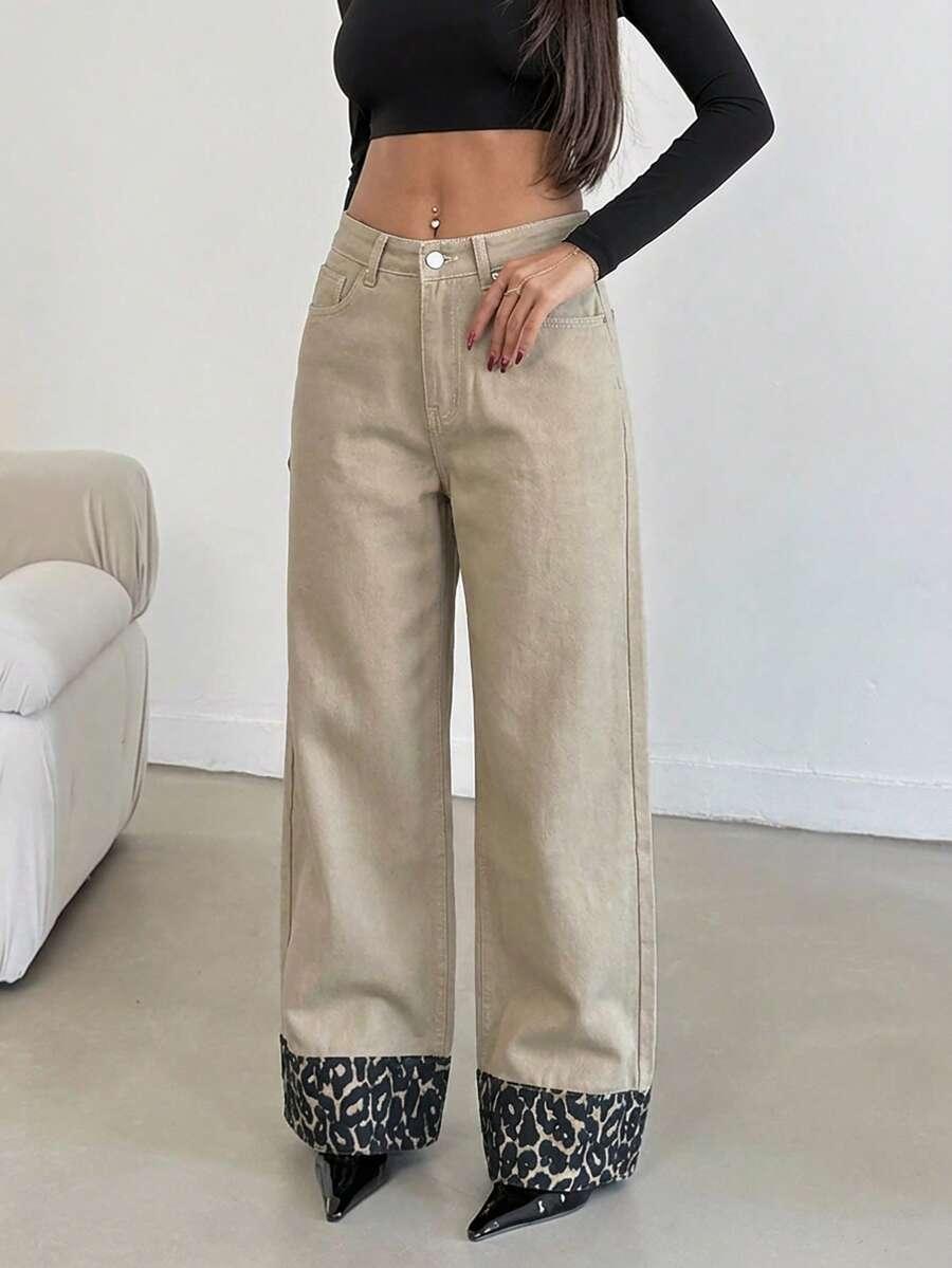spodnie jeans animal print