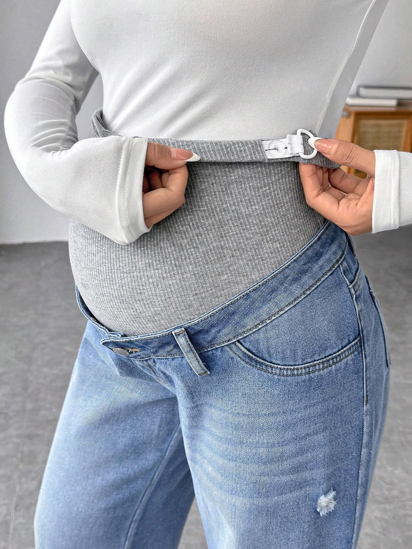 CIĄŻOWE SPODNIE JEANS SZEROKIE NOGAWKI