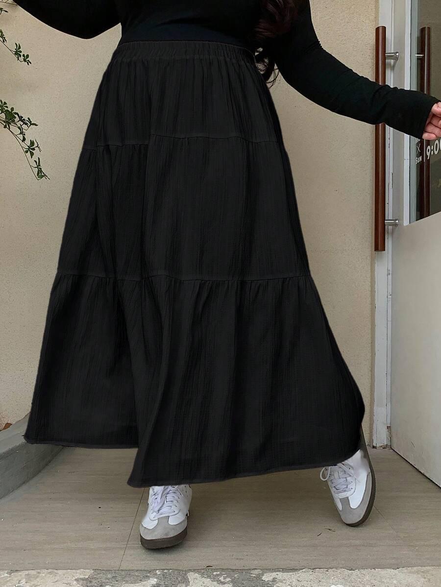  SPÓDNICA MIDI CZARNA