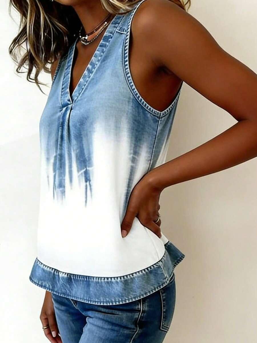 top bez rękawów v-neck