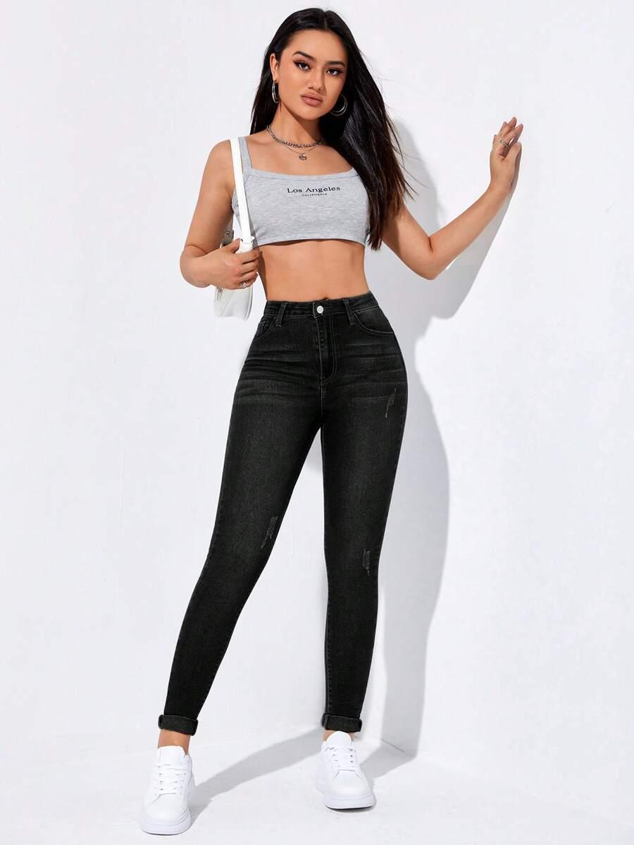 CZARNE SPODNIE JEANS RURKI