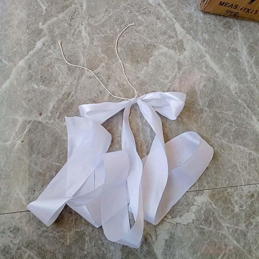 biała wstążka do dekoracji 5 sztuk