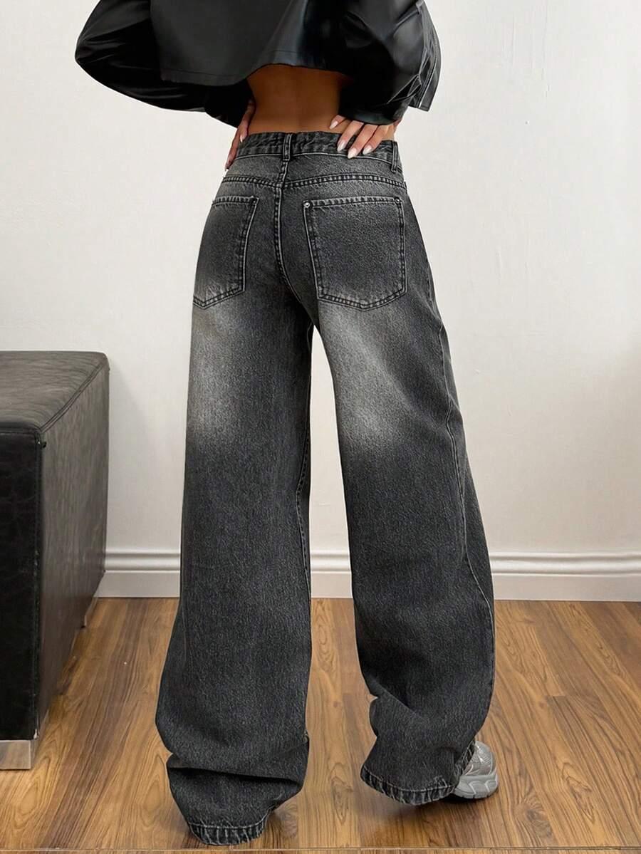 szare SPODNIE JEANS