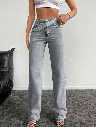 SZARE SPODNIE JEANS 