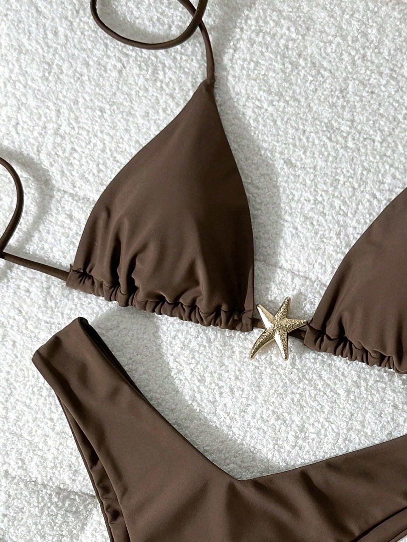 brązowy komplet bikini rozgwiazda 