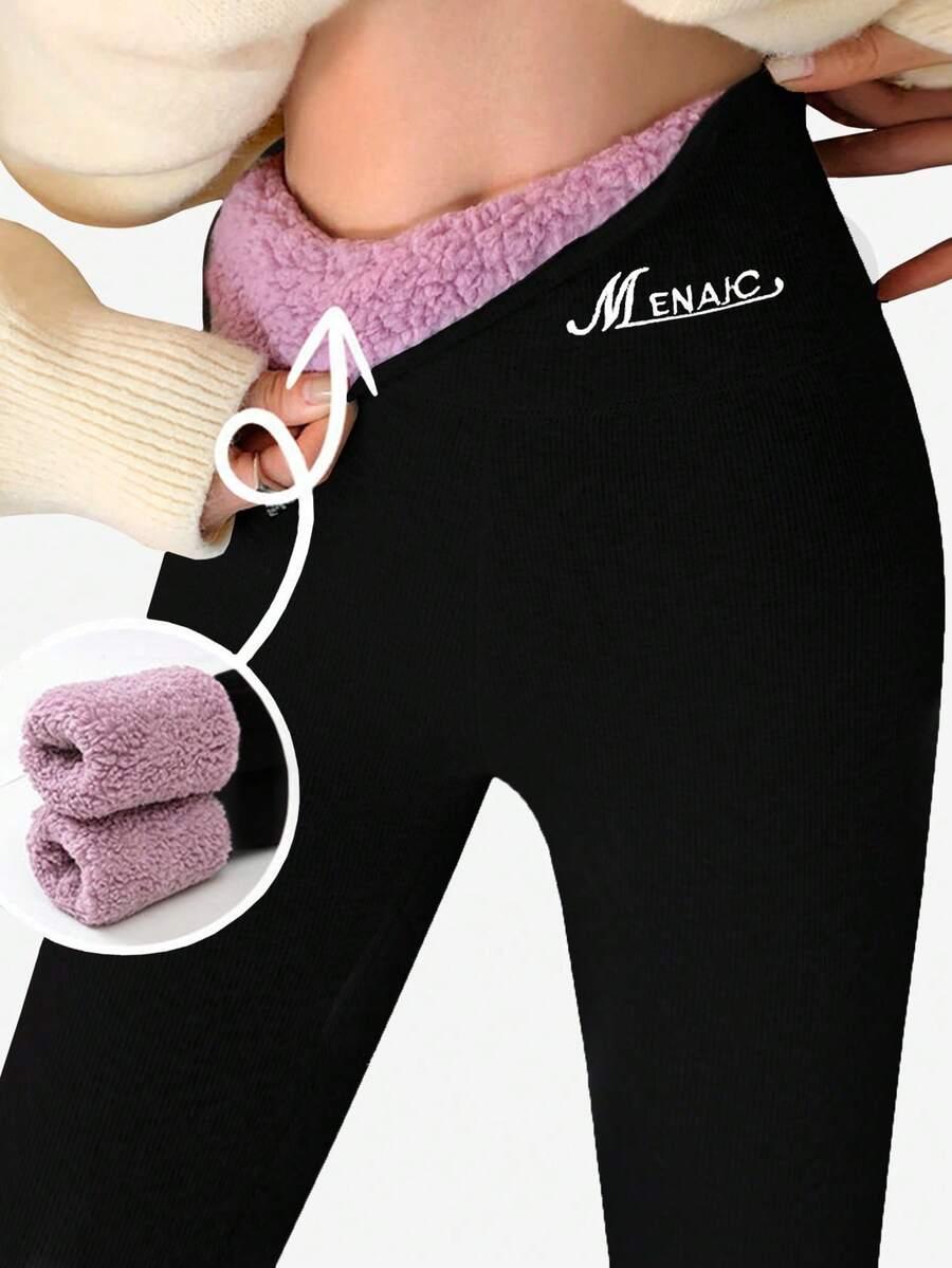 czarne ocieplane legginsy