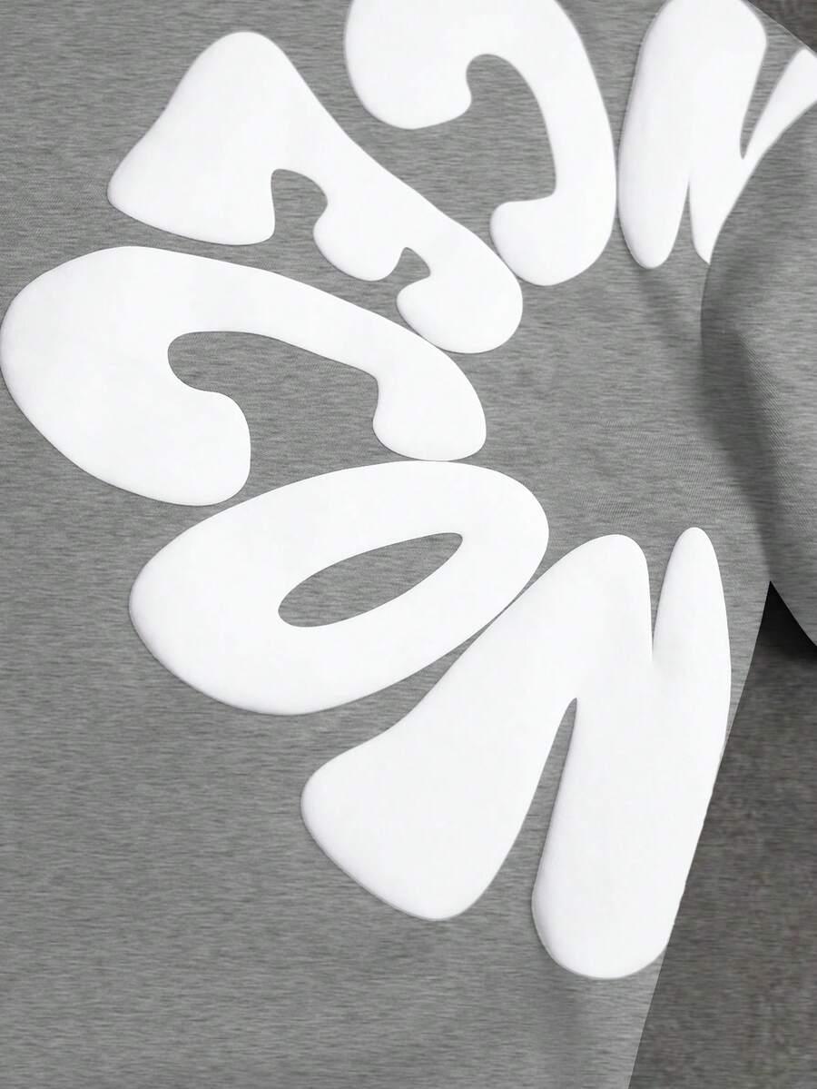 szary t-shirt print 