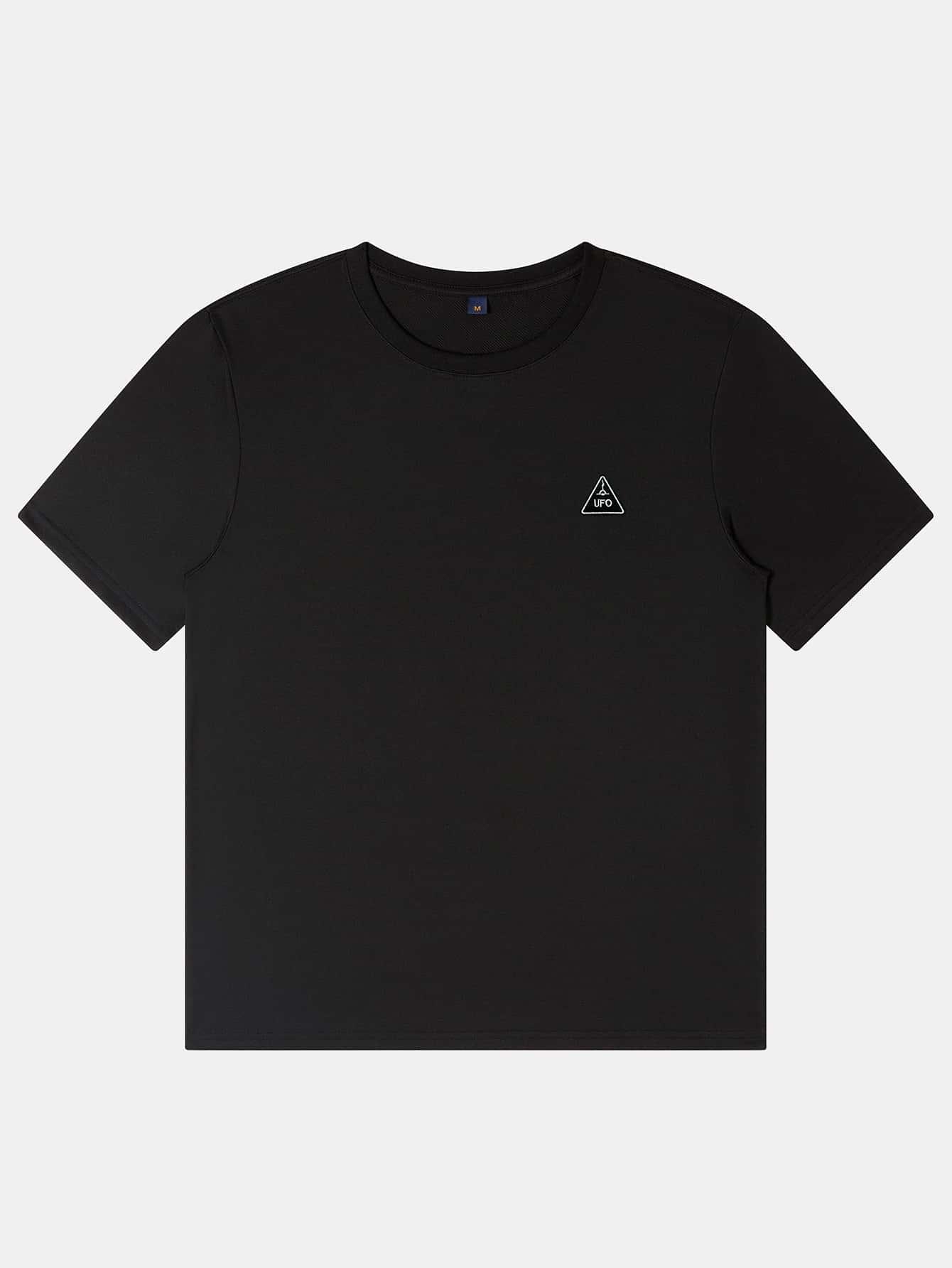 CZARNY T-SHIRT OKRĄGŁY DEKOLT