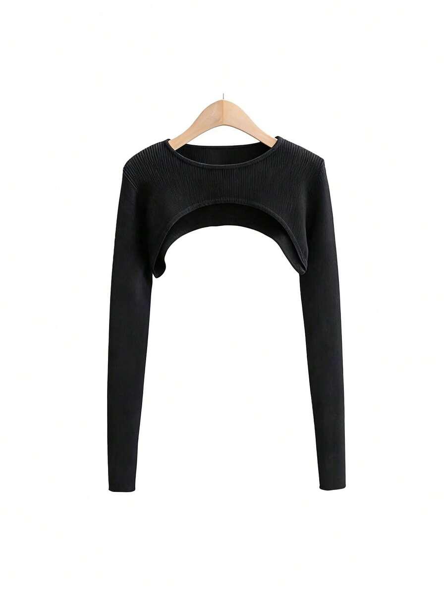 prążkowany biały crop top rękawy