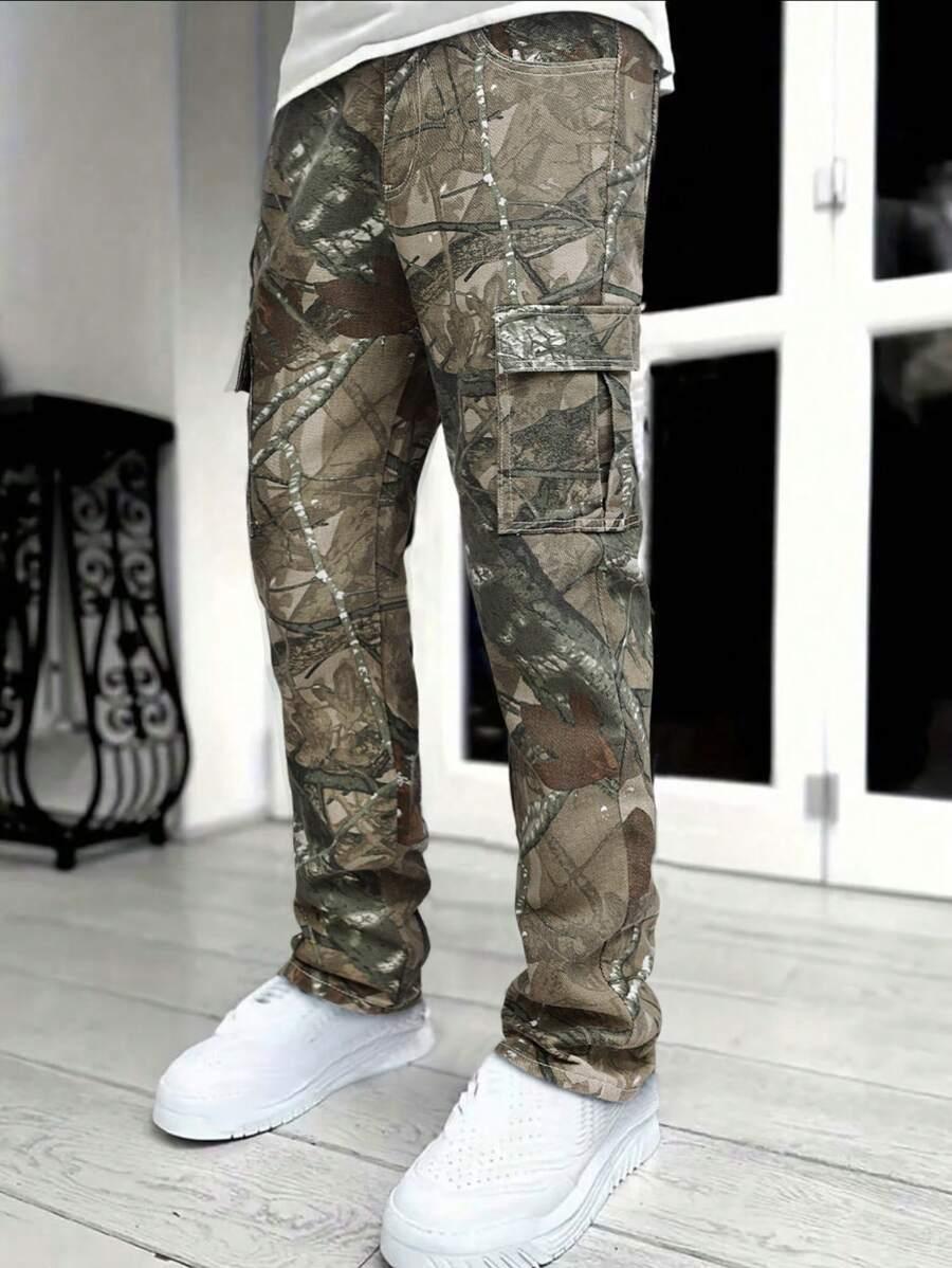 spodnie jeans wzór moro