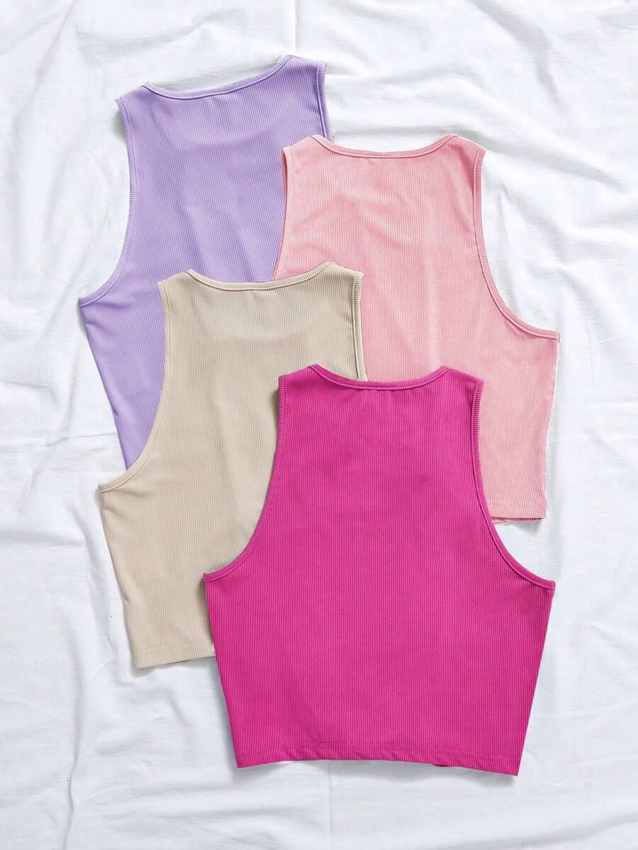 prążkowany różowy top basic