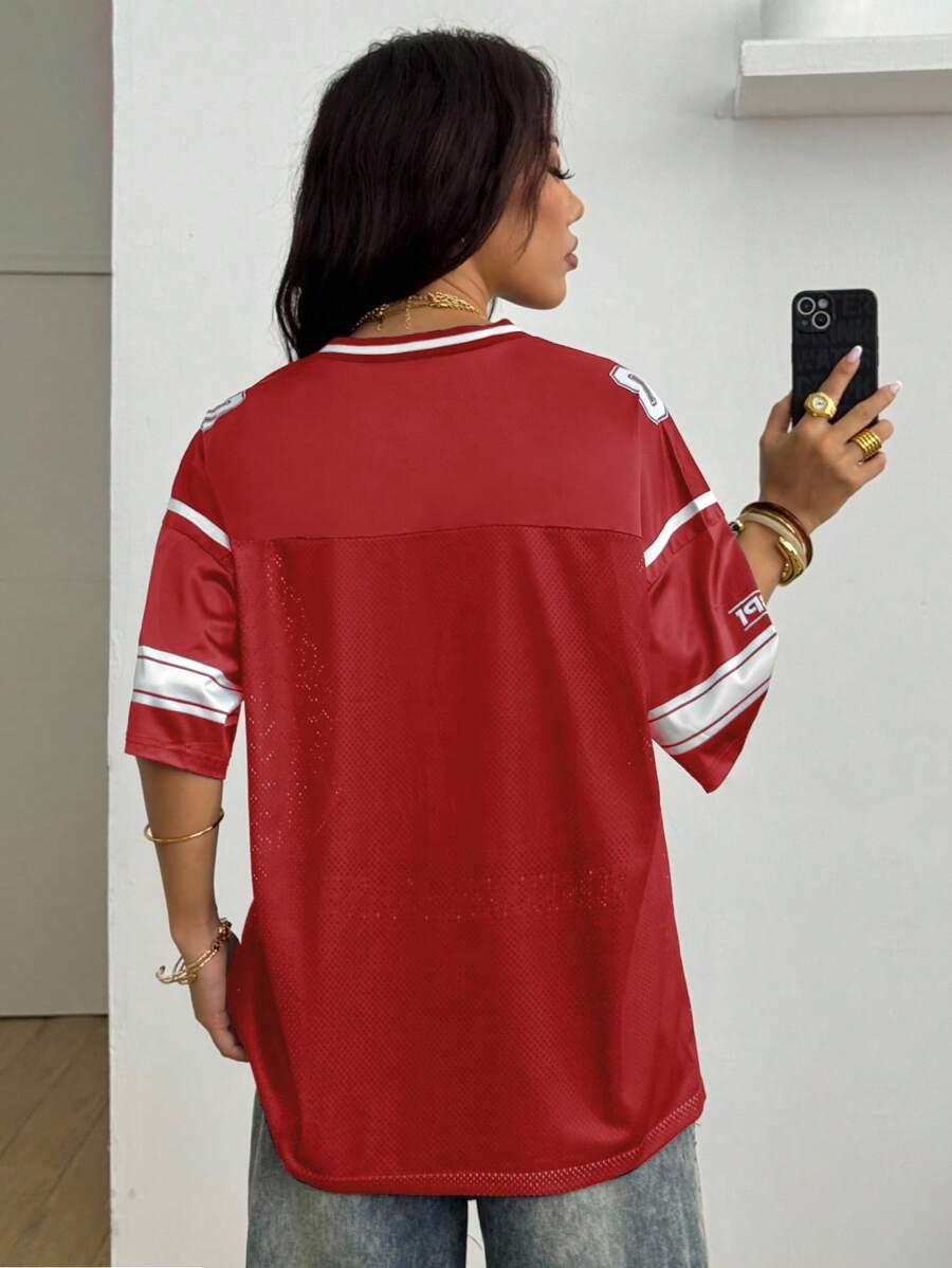 czerwony t-shirt siatka